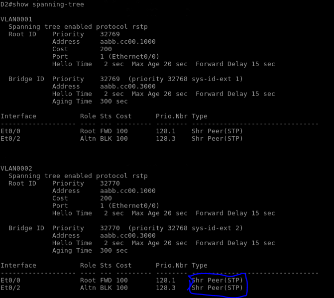 show spanning tree output
