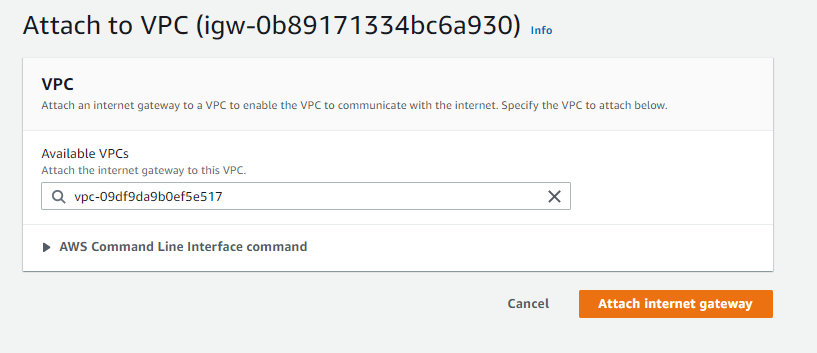 Attaching Internet Gateway to Desired VPC