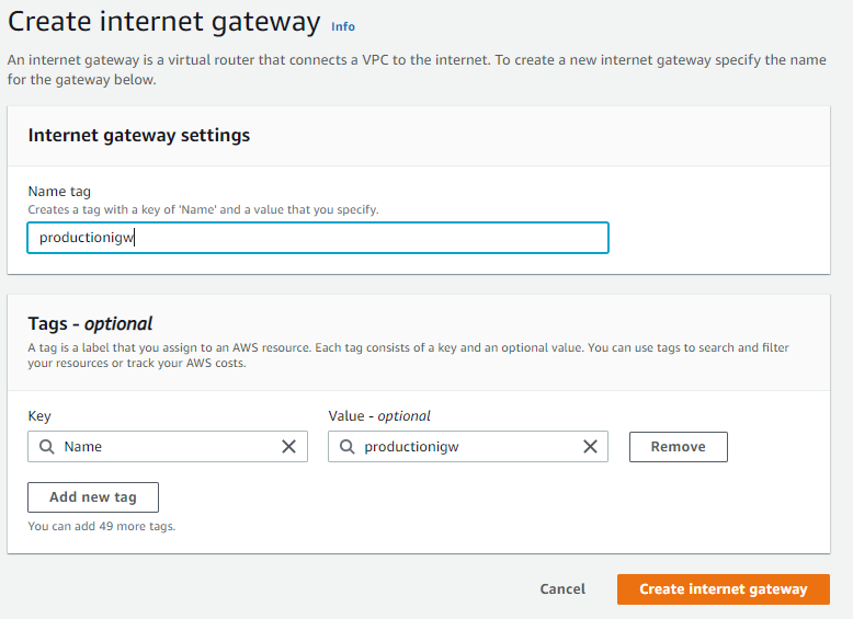Creating Internet Gateway