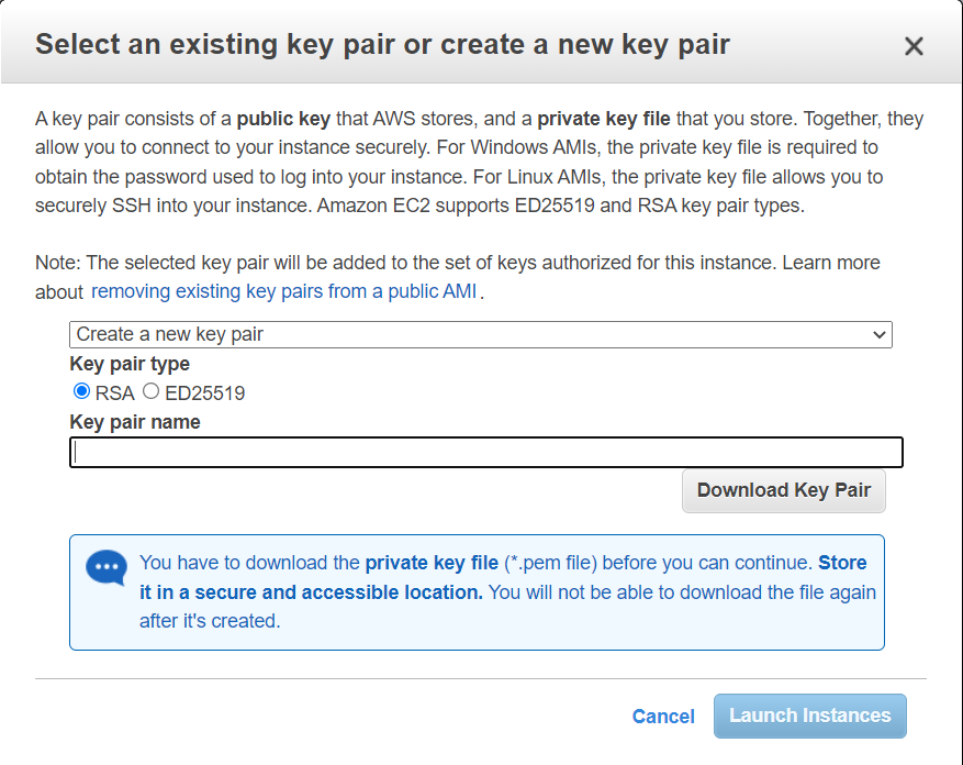 EC2 instance key pair