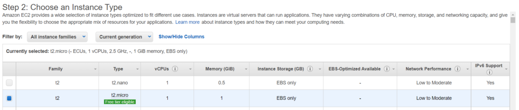 aws ec2 instance type