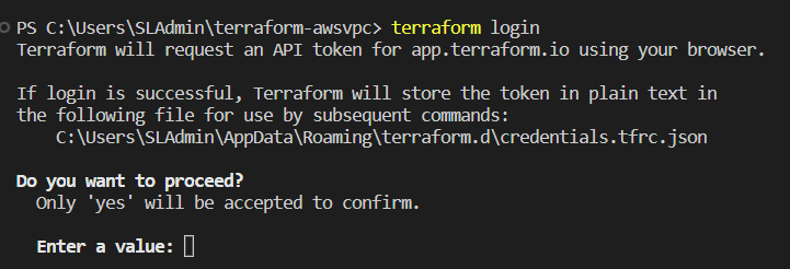 terraform cloud login