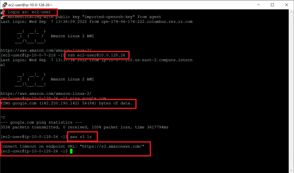 ssh into host