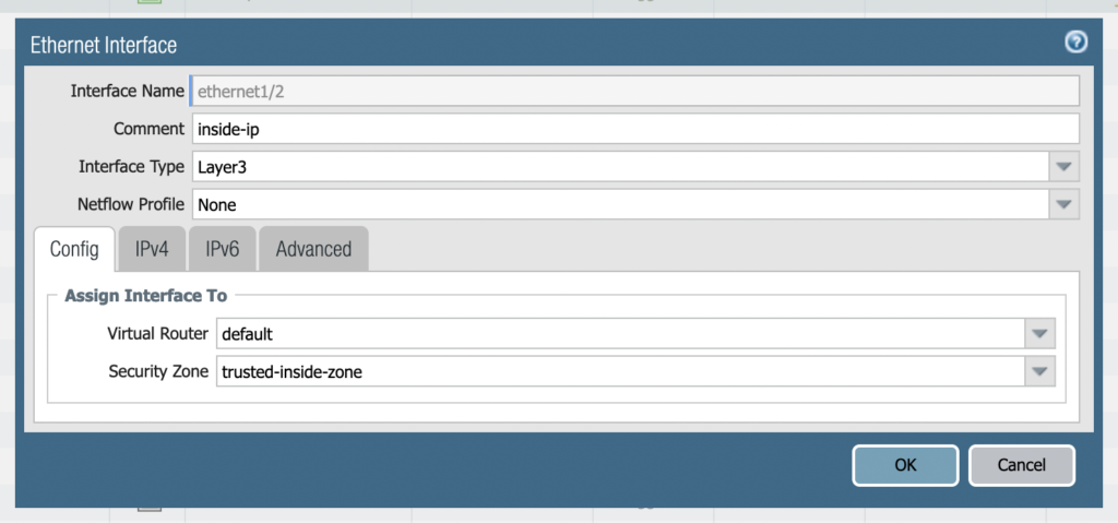 palo alto inside interface configuration